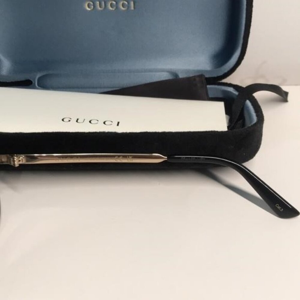 ✨ Brand New Gucci GG0137S 002 Aviator Sunglasses – Gold Frame with Grey Lenses ✨ - Picture 11 of 13
